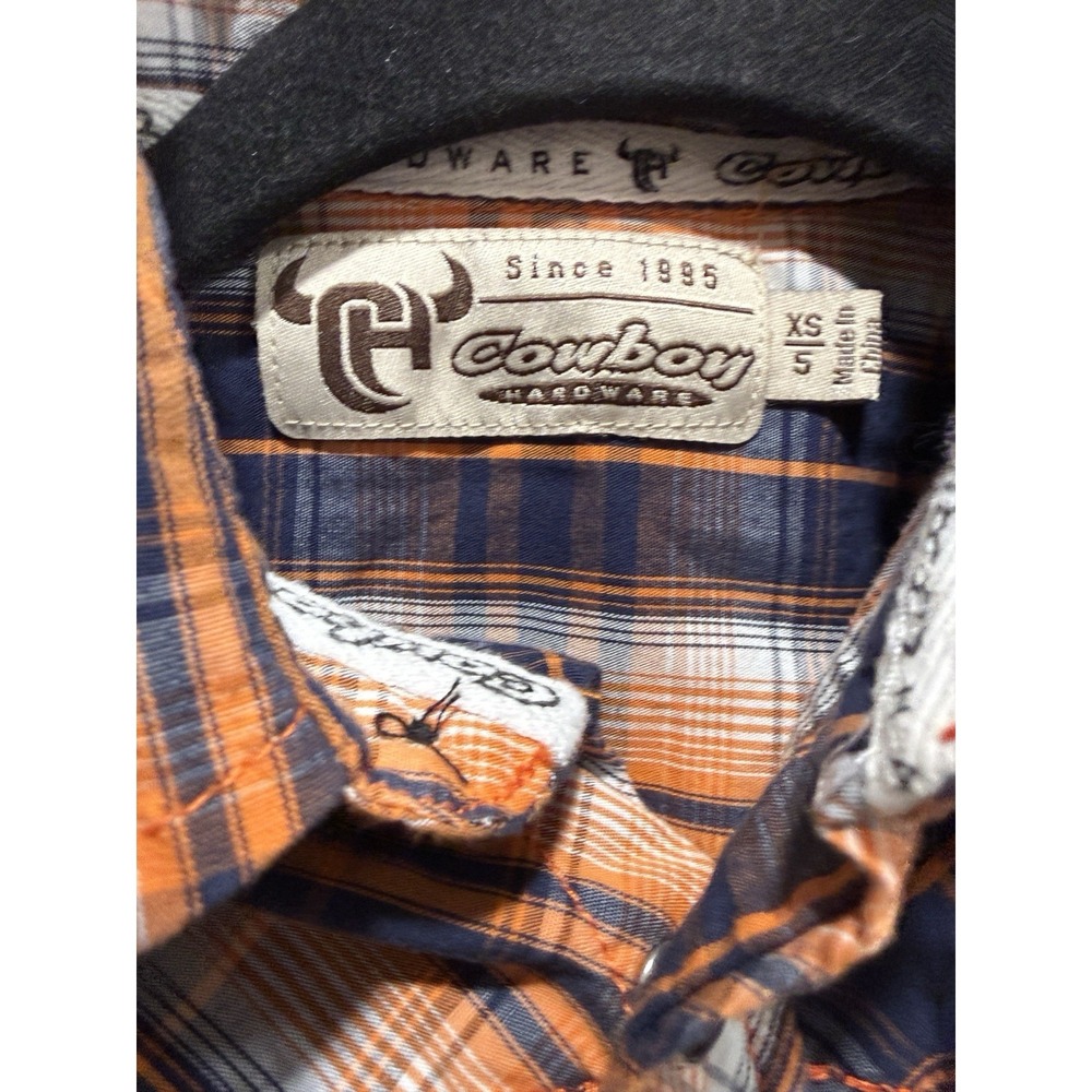 Cowboy Hardware Boy's Plaid Long Sleeve Pearl Snap Western Shirt Size XS 5 - Picture 4 of 4